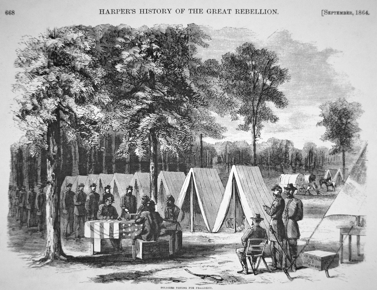 Pennsylvania katonák, akik a James hadseregének főhadiszállásán szavaztak 1864 szeptemberében, a 