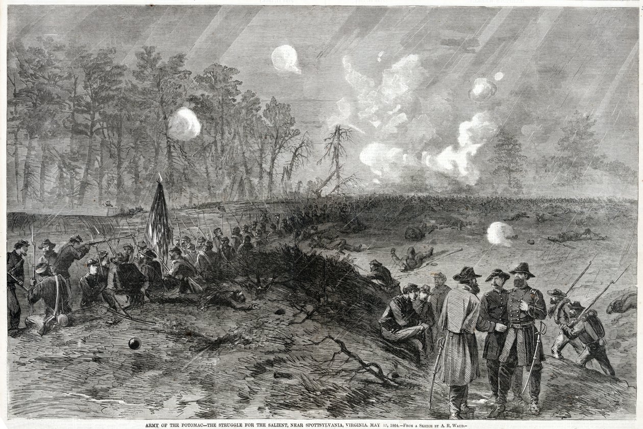 Army of the Potomac – Harc a kiugróért, Spottsylvania közelében, Virginia államban. 1864. május 12., a Harpers Weekly, pub. 1864 alkotó: Alfred Rudolph Waud