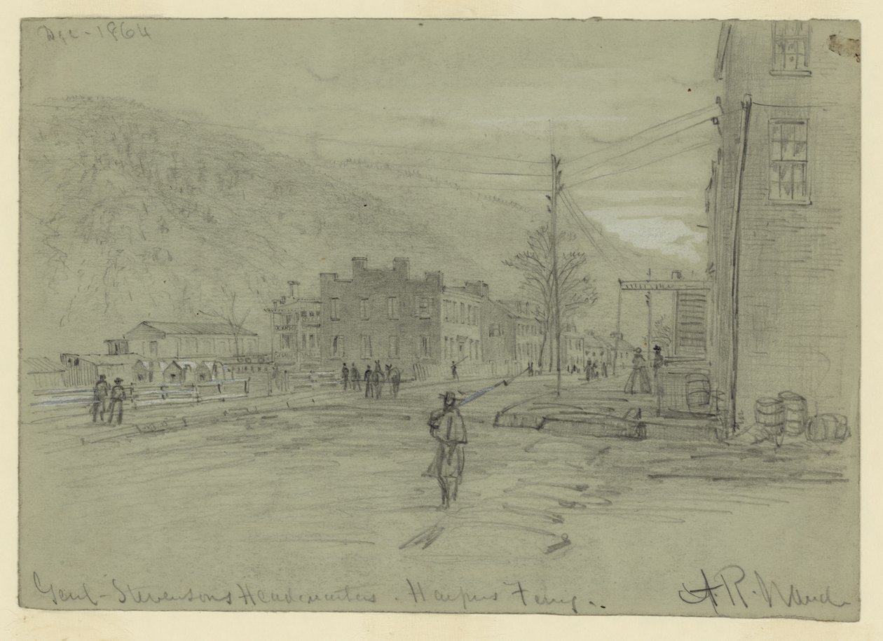 Genl. Stevensons Headquarters-Harpers Ferry alkotó: Alfred Rudolph Waud