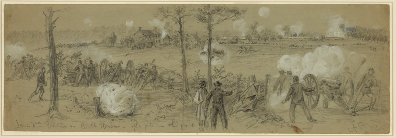 Június 2. Pozíció nr. Cold Harbor puskagödrök elöl alkotó: Alfred Rudolph Waud