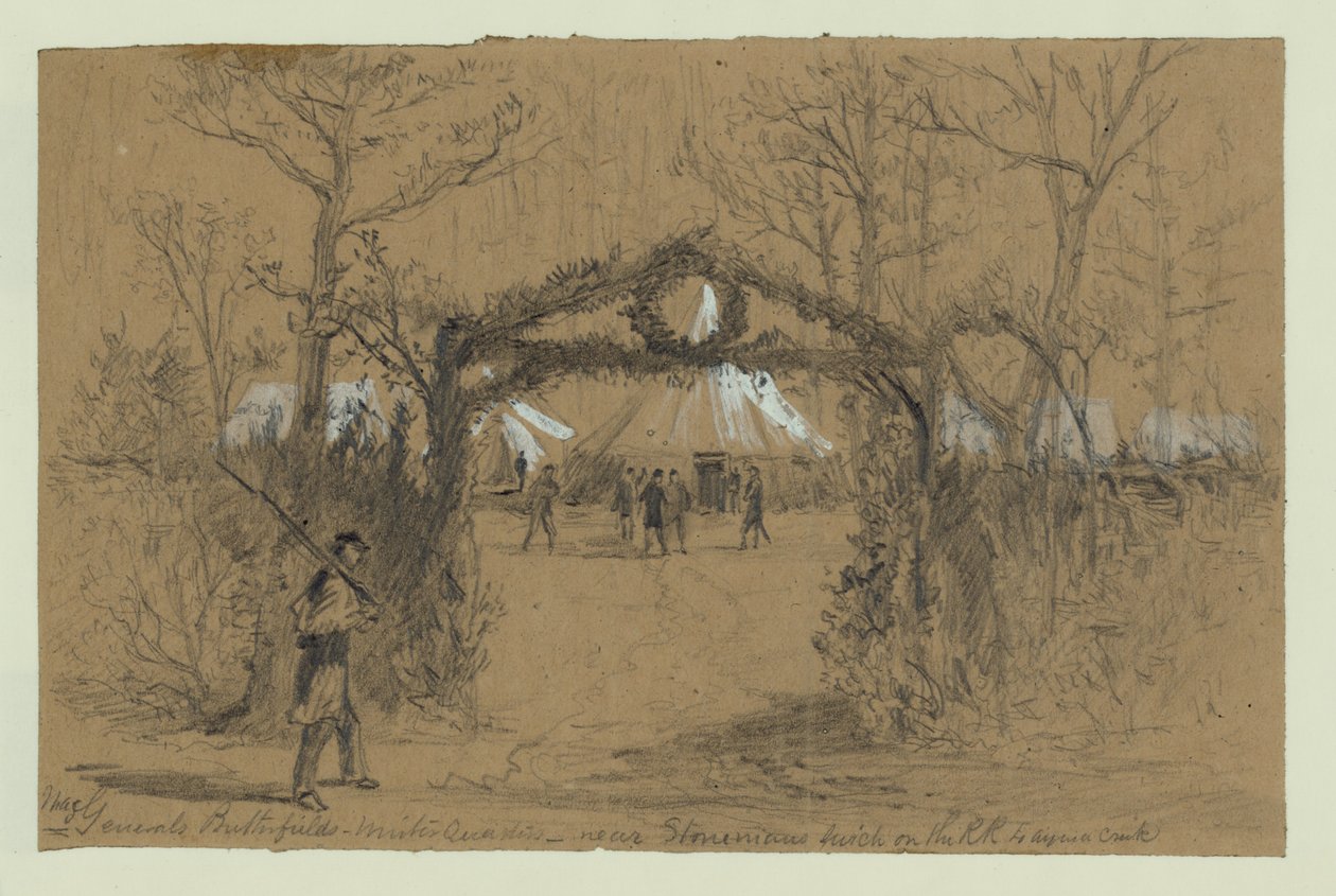 Butterfields tábornok téli negyedében-Stoneman kapcsolója közelében, az R.R. és az Aquia Creek között alkotó: Alfred Rudolph Waud