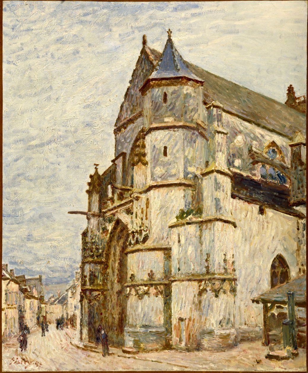 Moret-i templom az eső után alkotó: Alfred Sisley