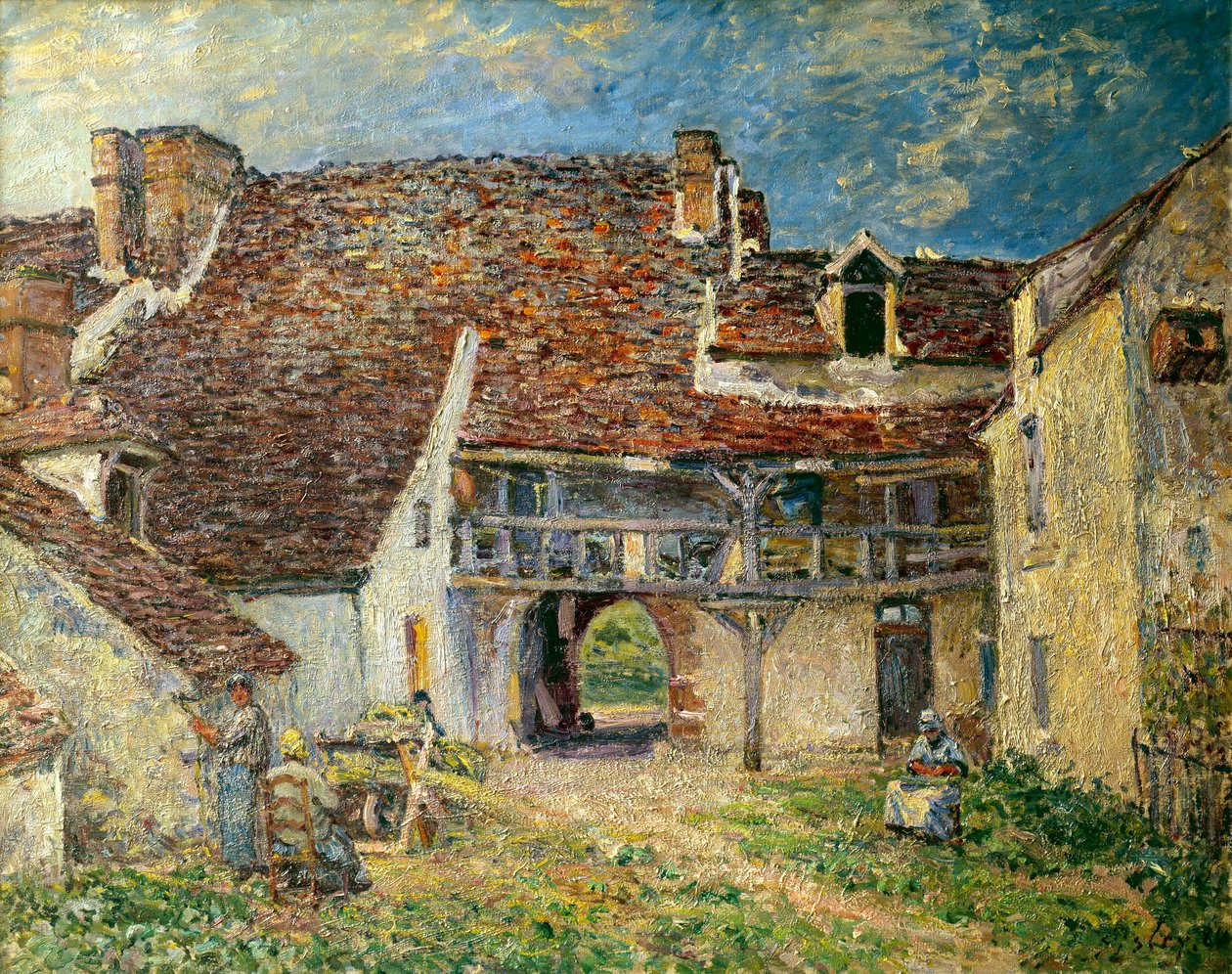 Farm Court in Saint Mammes Alfred Sisley festménye (1839-1899) 1884 V. 0,73x0,93 m Párizs, Muse d