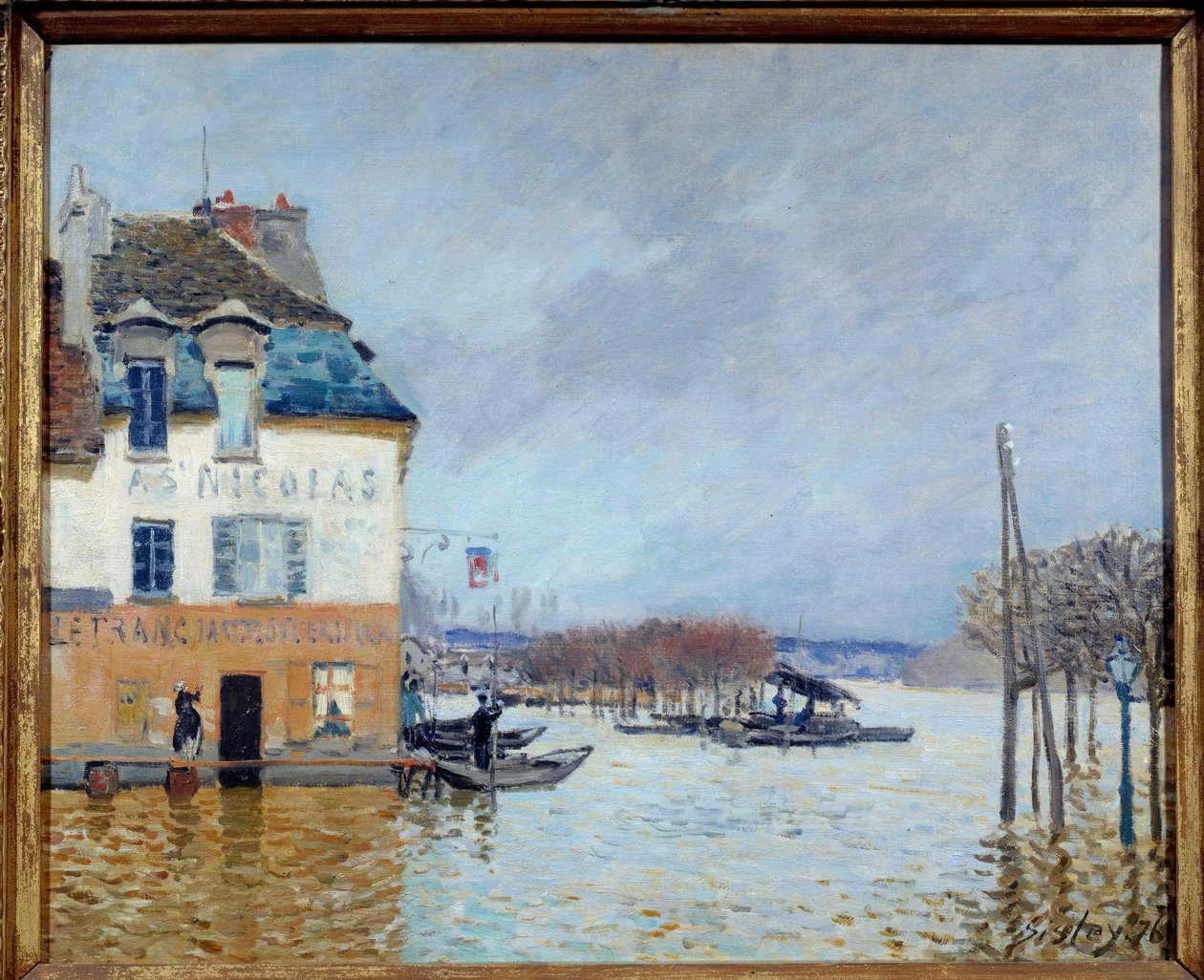 Flood, Port Marly (Port-Marly) Alfred Sisley (1839-1899) festménye 1876 V. 0,5x0,61 m Rouen, musee des Beaux Arts alkotó: Alfred Sisley