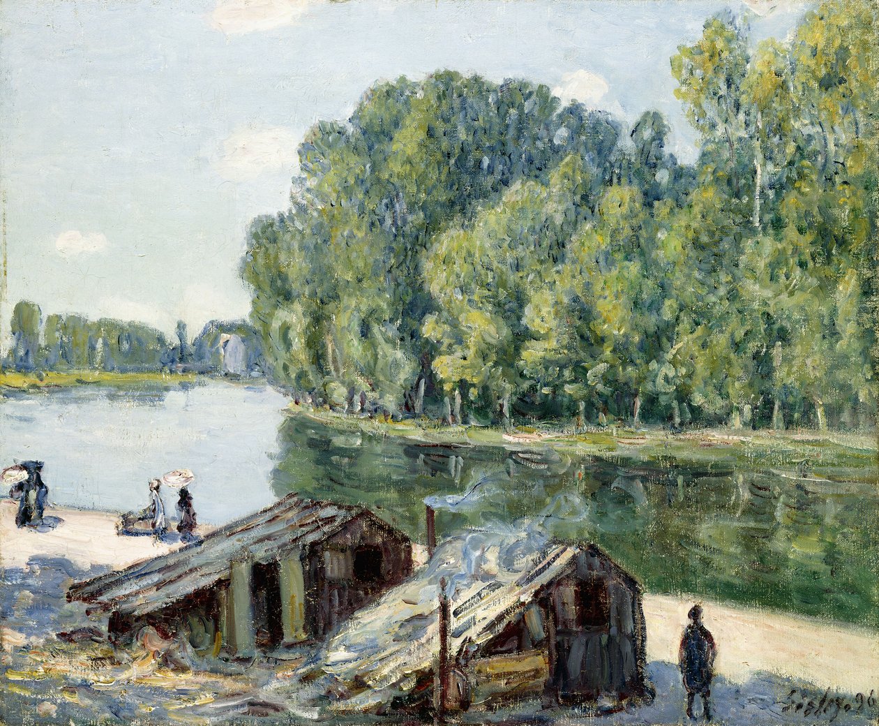 Kunyhók a Canal du Loing mentén, napfény hatása, 1896 alkotó: Alfred Sisley