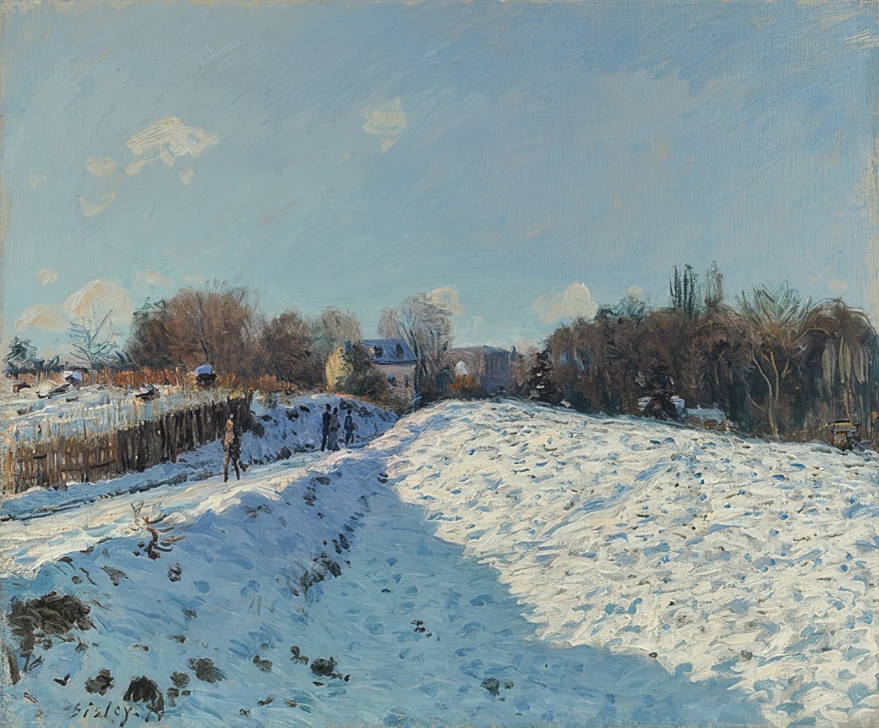 Louveciennes im Schnee (A hó hatása Louveciennesben). 1874 alkotó: Alfred Sisley