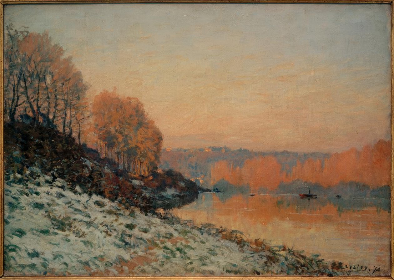 Havazás Port-Marlyban, fehér fagy alkotó: Alfred Sisley