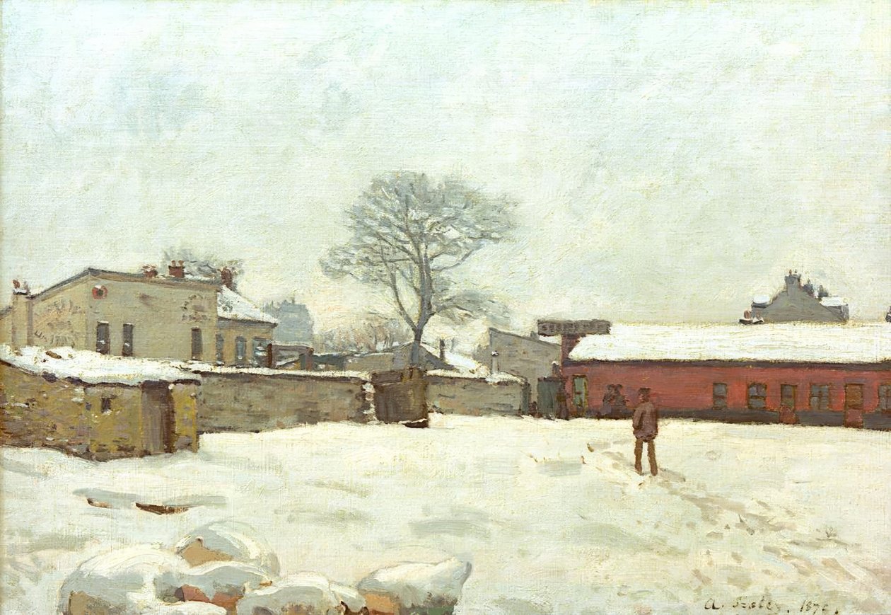 A hó alatt, paraszt udvar Marlyle-Roiban alkotó: Alfred Sisley