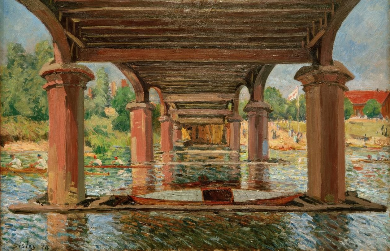 A Hampton Court híd alatt alkotó: Alfred Sisley