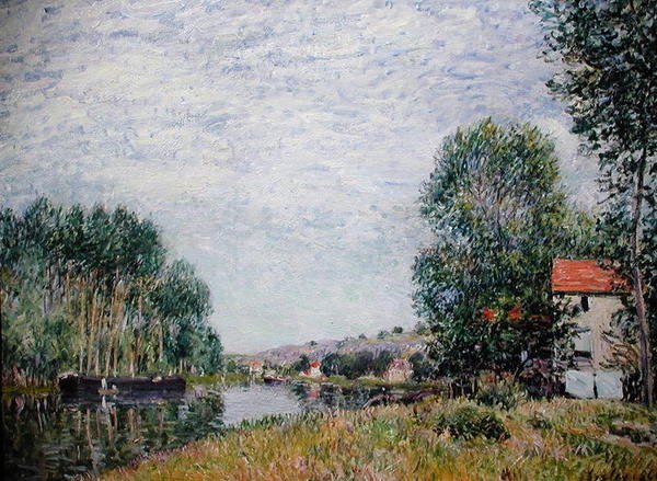 A Loing bankjai Moretben alkotó: Alfred Sisley