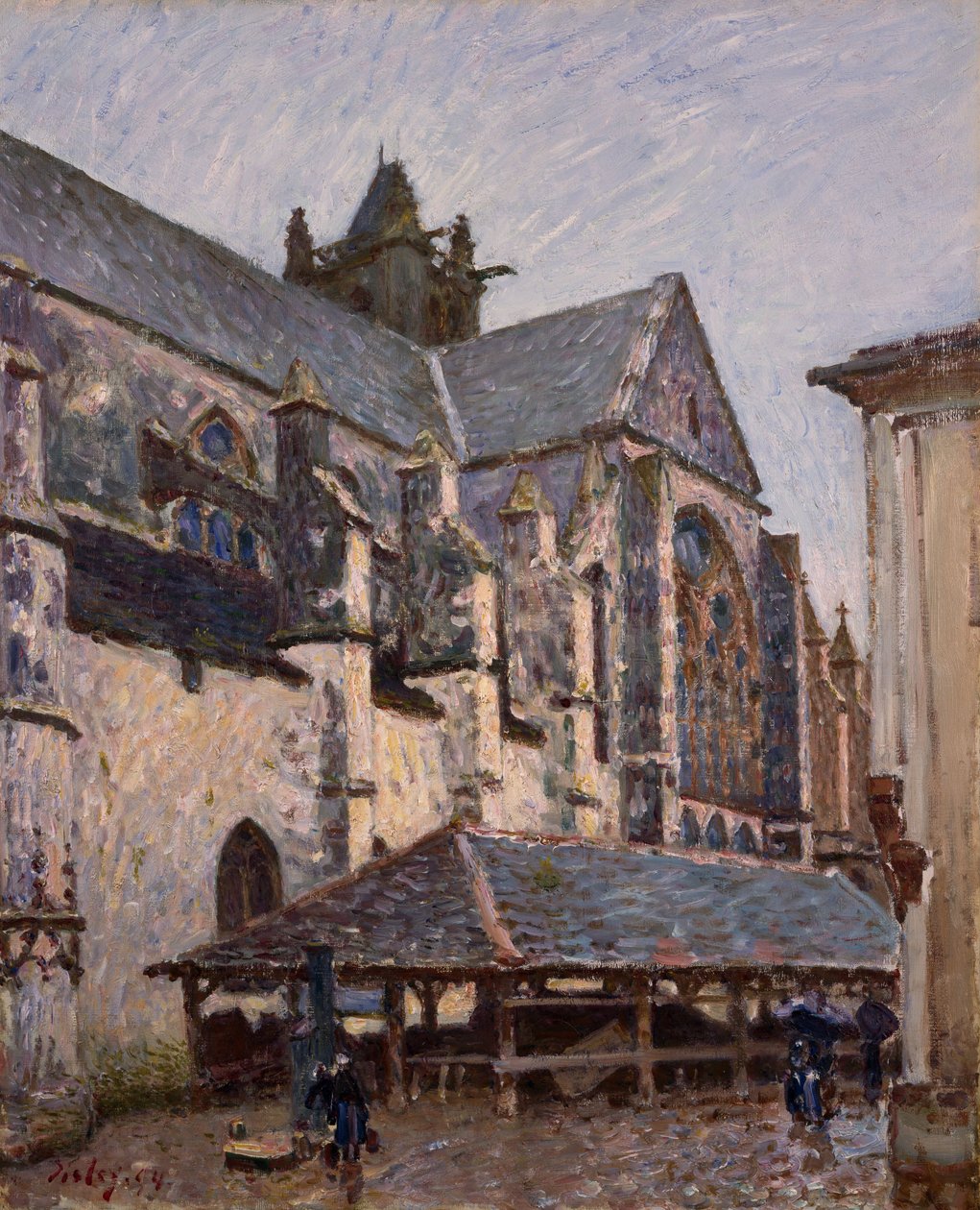 A Moret-i templom az esőben, 1894 alkotó: Alfred Sisley