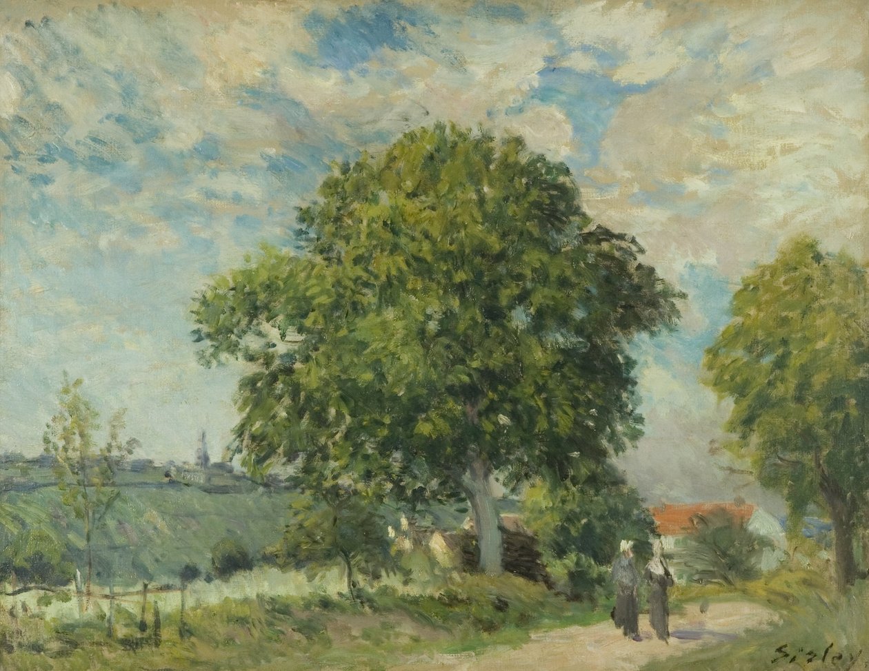 A falu bejárata, 1880 körül (olaj, vászon) alkotó: Alfred Sisley