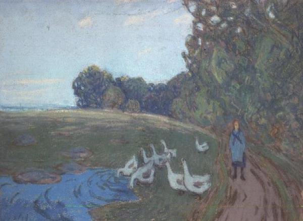 The Goose Girl, 1895 körül (pasztell) alkotó: Alfred Sisley