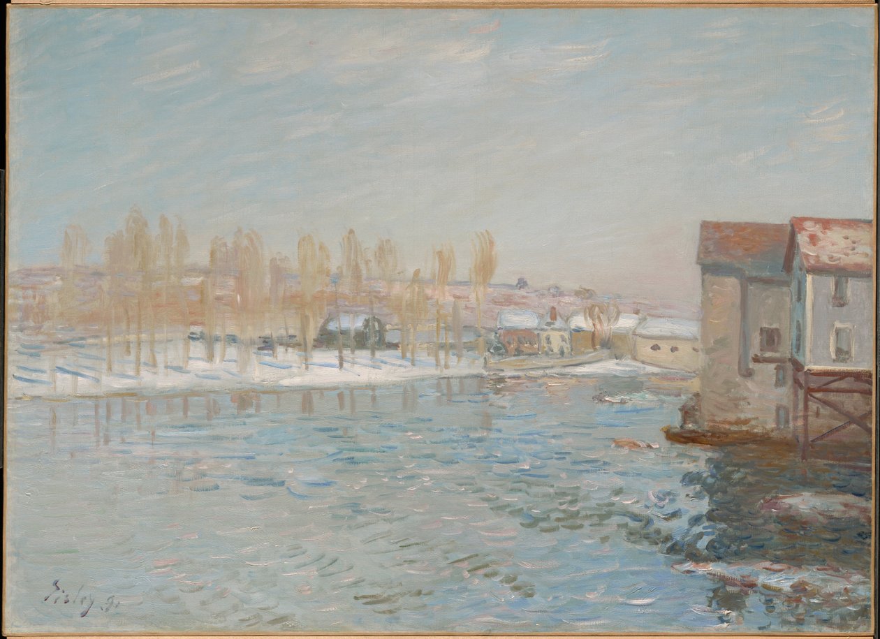 A Loing és Moret malmai, hóhatás alkotó: Alfred Sisley