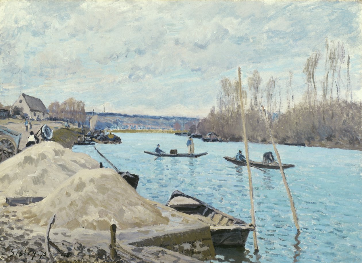 A Szajna Port-Marlyban, Homokhalmok, 1875 alkotó: Alfred Sisley