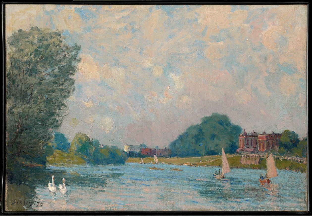 A Temze Hampton Courtnál alkotó: Alfred Sisley