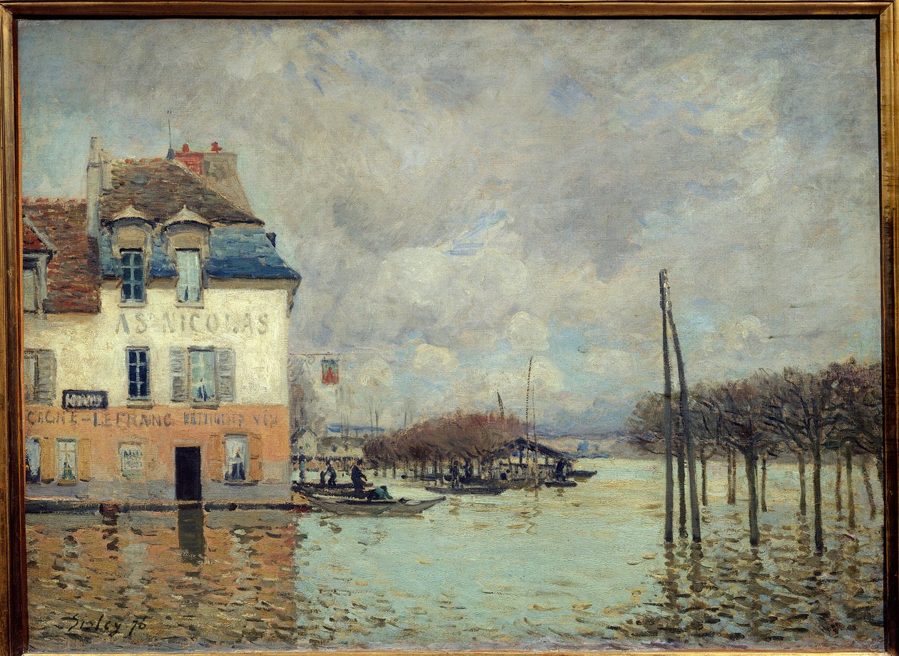 Az árvíz Port Marlyban (Port-Marly) Alfred Sisley (1839-1899) festménye 1876 Dim. 0,60 x 0,81 m Párizs, Muse d