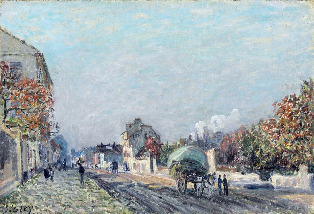 Egy utca Marlyban – Alfred Sisley (1839-1899) festménye, olaj, vászon, 38,1 x 55,9 cm alkotó: Alfred Sisley