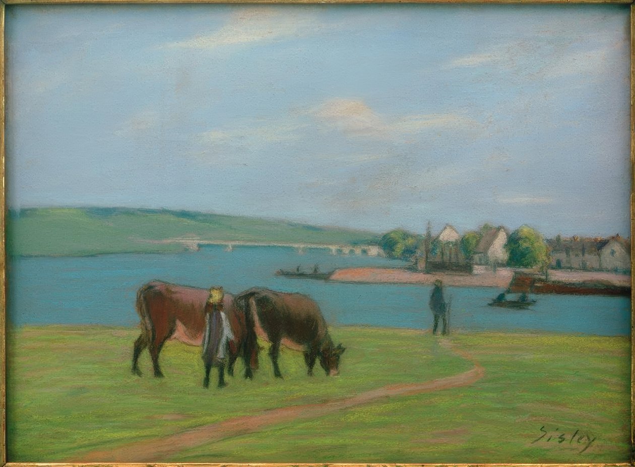 Tehenek a Szajna partján Saint-Mammès-ban alkotó: Alfred Sisley