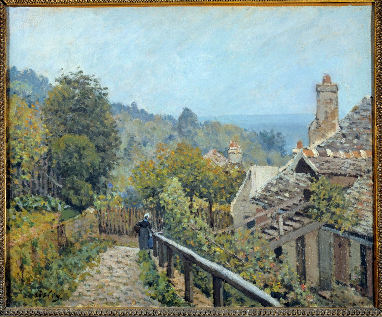 Kilátás Louveciennes-re, a középső part ösvénye, amelyet Alfred Sisley (1839-1899) Marly festménye magasságoknak nevez, 1873 V. 0,38x0,46 m Párizs, Muse d