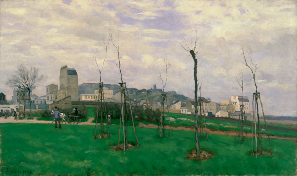Kilátás a Montmartre-ra a Virágok városából, 1869 alkotó: Alfred Sisley