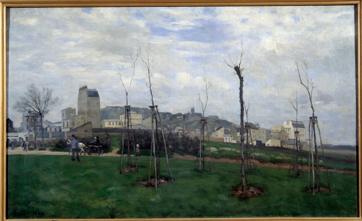 A Montmartre látképe a virágos városból a Batignolles-nál Alfred Sisley (1839-1899) festménye 1869 V. 0,7x1,17 m Grenoble, Musee des Beaux Arts alkotó: Alfred Sisley