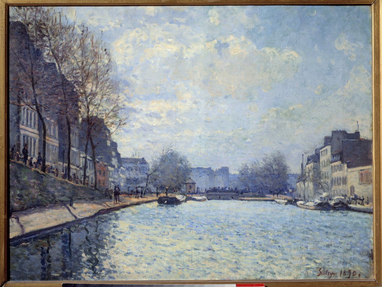Kilátás a Saint Martin-csatornára Párizsban 1870-ben. Alfred Sisley (1839-1899) festménye alkotó: Alfred Sisley