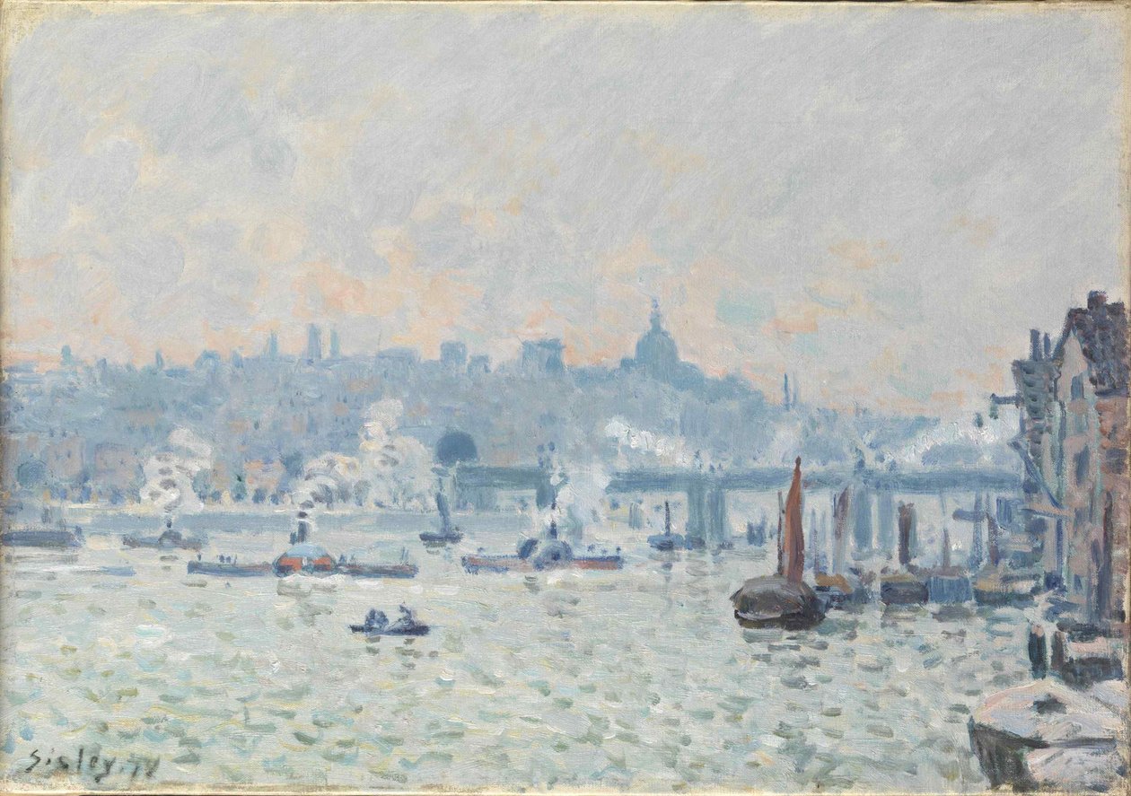 Kilátás a Temzére: Charing Cross híd, 1874 alkotó: Alfred Sisley