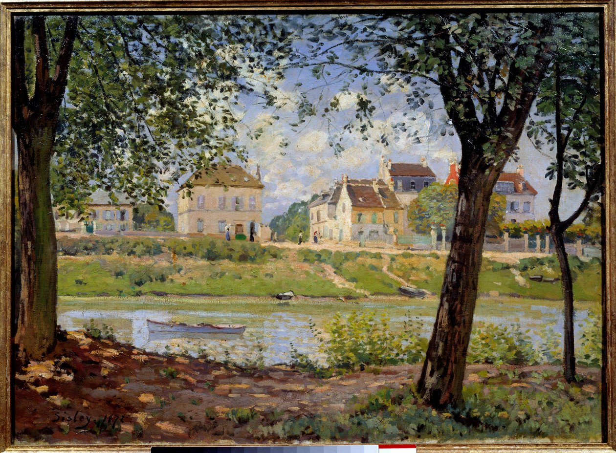 Villeneuve La Garenne vagy falu a Szajna partján. Alfred Sisley festménye (1839-1899) alkotó: Alfred Sisley