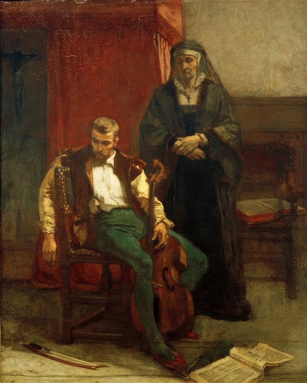 A.Stevens, (A zenész) levertsége alkotó: Alfred Emile Stevens
