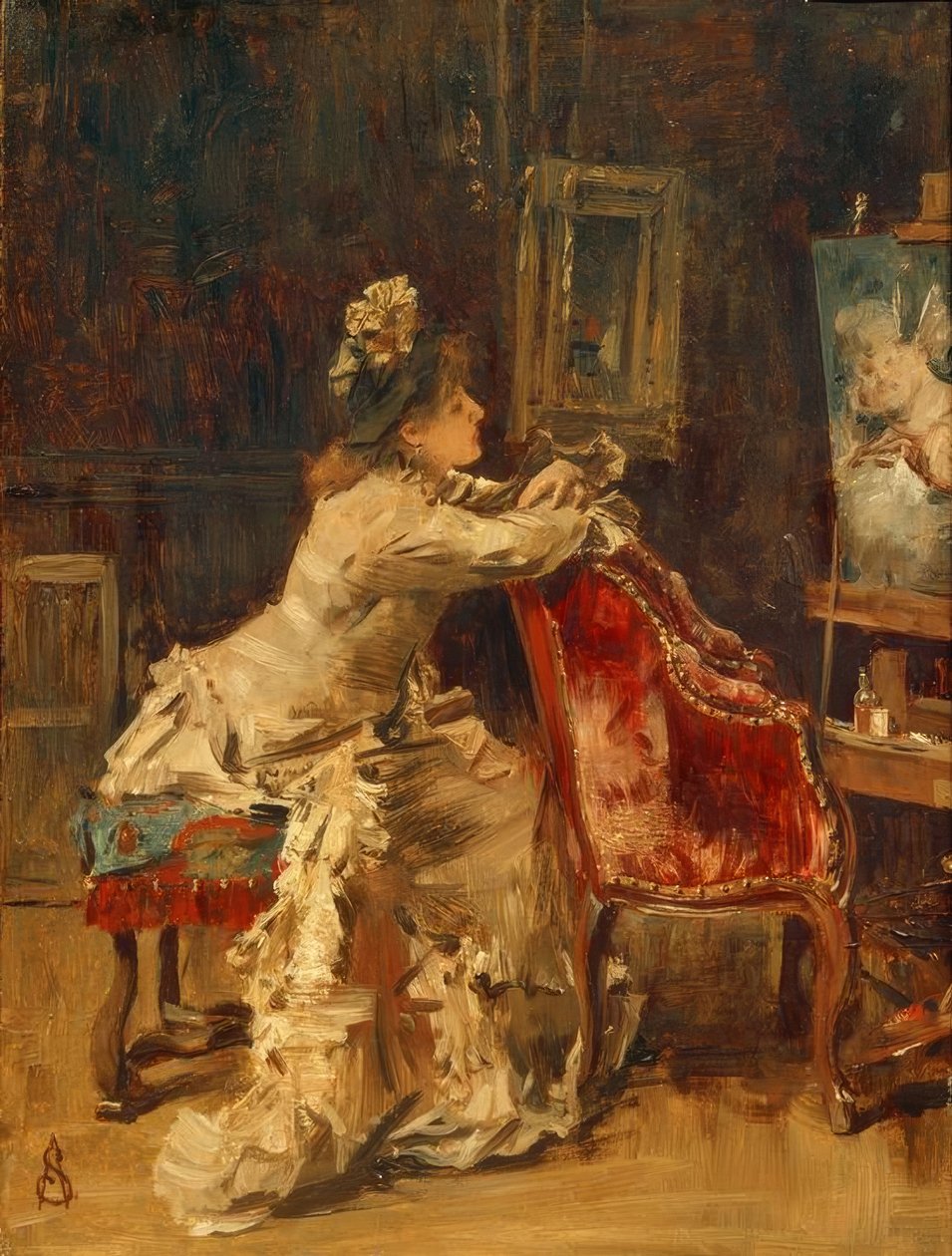 A.Stevens, Várakozás vagy A stúdió alkotó: Alfred Emile Stevens