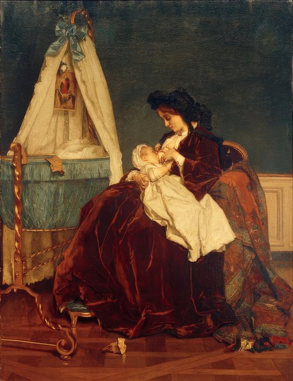 Alfred Stevens, a művész felesége és fia, Léopld alkotó: Alfred Emile Stevens