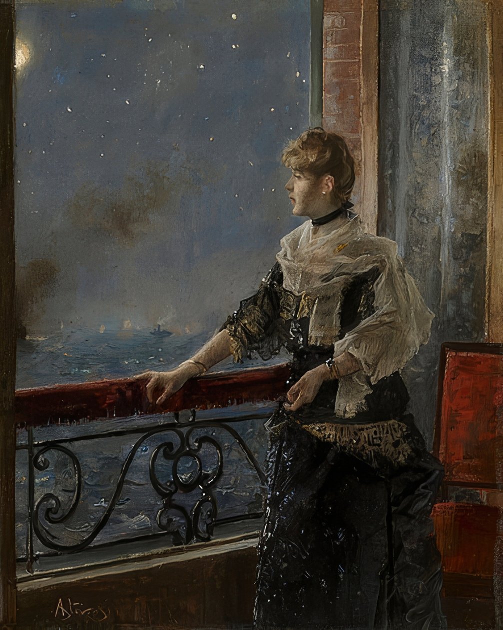 Holdfény (Clear of the Moon). 1885 körül alkotó: Alfred Emile Stevens