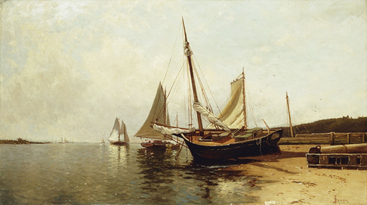 Nyugodt reggel, Portland kikötője, alkotó: Alfred Thompson Bricher