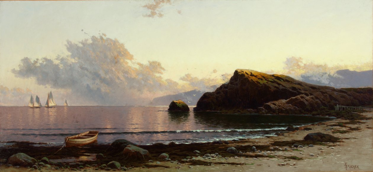 Naplemente a tengerparton 1885 (Olaj, vászon) alkotó: Alfred Thompson Bricher