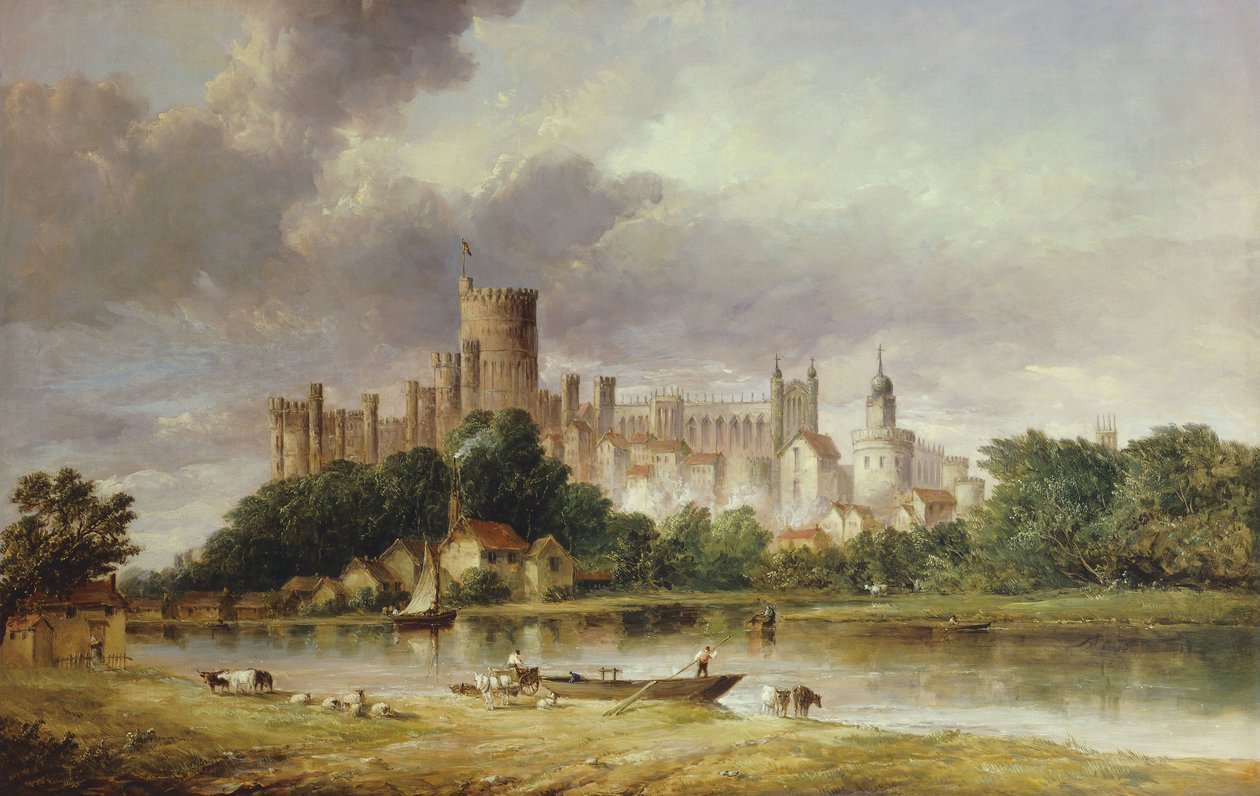 Kilátás a windsori kastélyra a Brocas Meadowsról, 1856 alkotó: Alfred Vickers