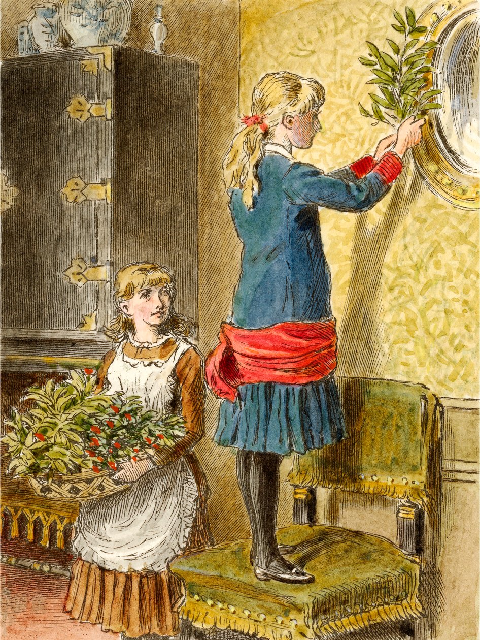 Karácsonyi dekoráció, kocsma. 1854. alkotó: Alfred W Cooper