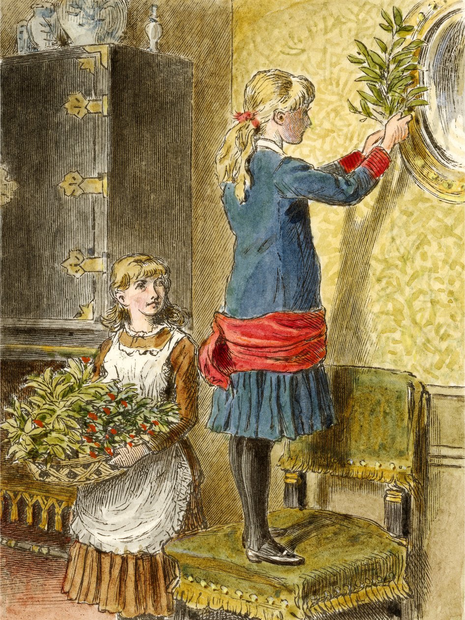 Karácsonyi dekoráció, kocsma. 1854 alkotó: Alfred W. Cooper