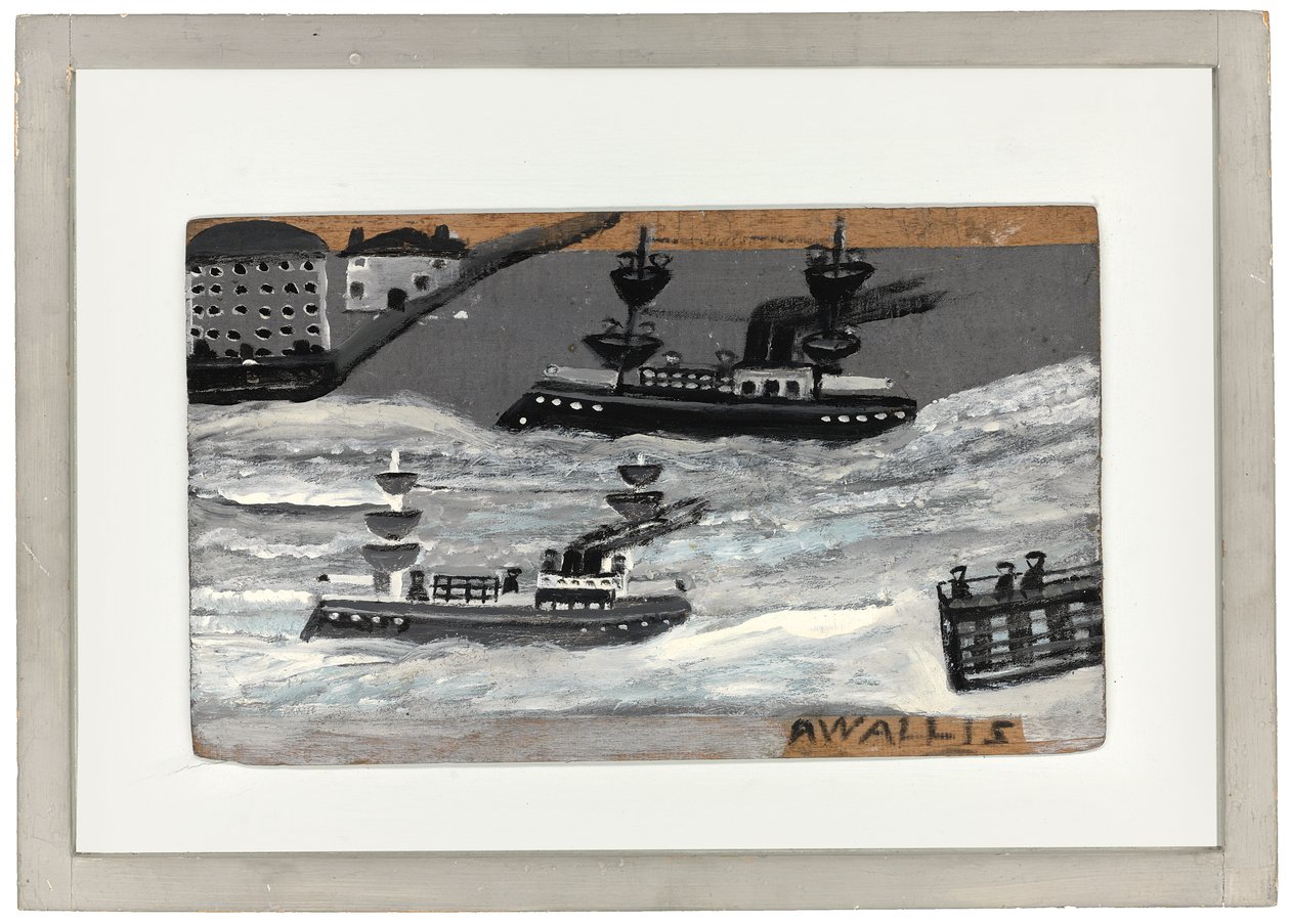 Fegyveres csónakok a háború idején (olaj a panelen) (lásd még: 1074078) alkotó: Alfred Wallis