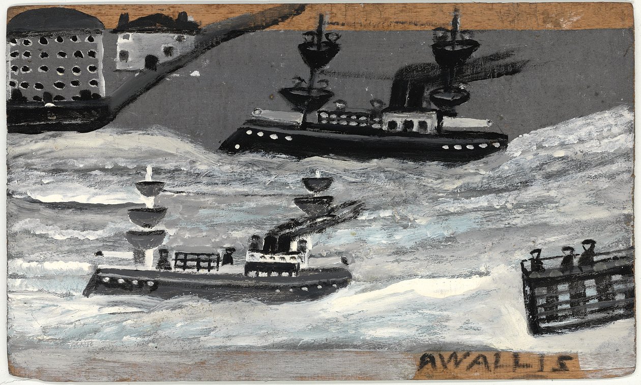 Fegyveres csónakok háborúban (olaj a panelen) (lásd még: 1074079) alkotó: Alfred Wallis
