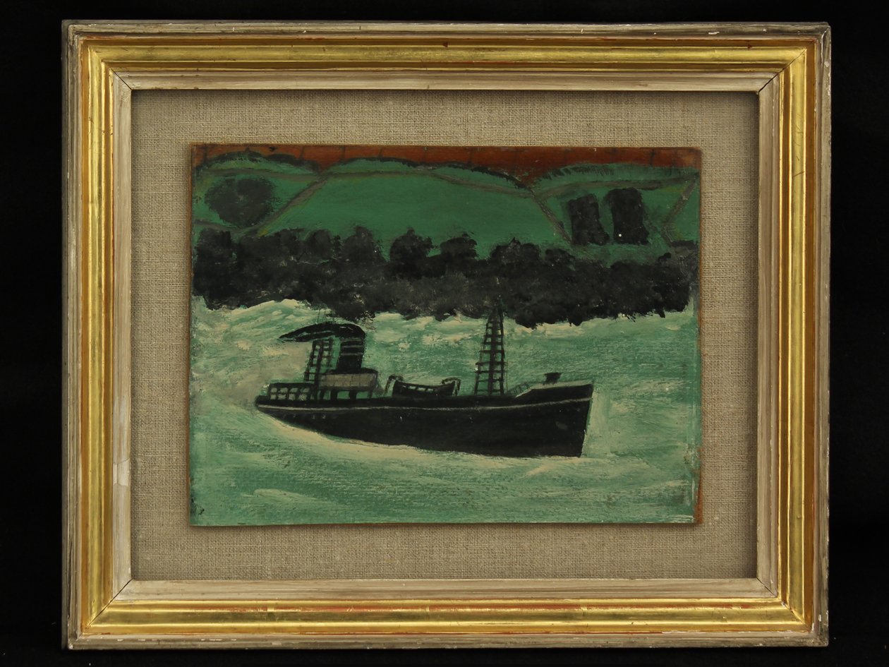 Vonóhálós hajó Cornish partjainál, 1928 körül alkotó: Alfred Wallis