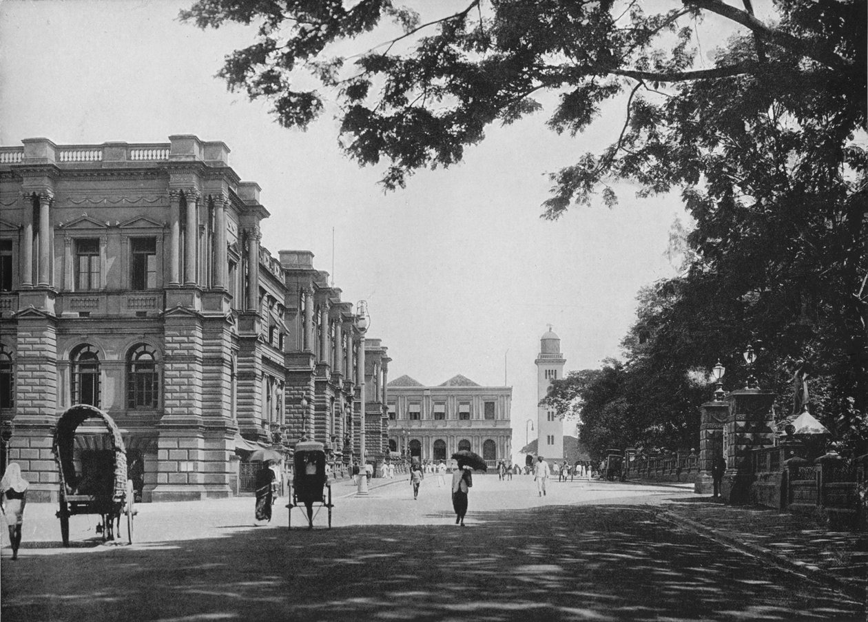Általános posta a Queens House bejáratával és az óratoronnyal a távolban, c1890, 1910 alkotó: Alfred William Amandus Plate