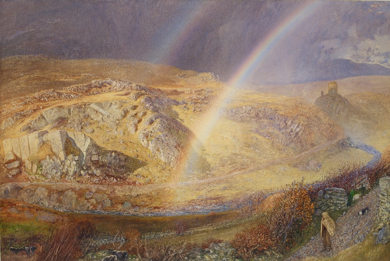 Egy novemberi szivárvány, Dolwyddelan Valley, 1866. november 11., 13 óra. 1866 alkotó: Alfred William Hunt