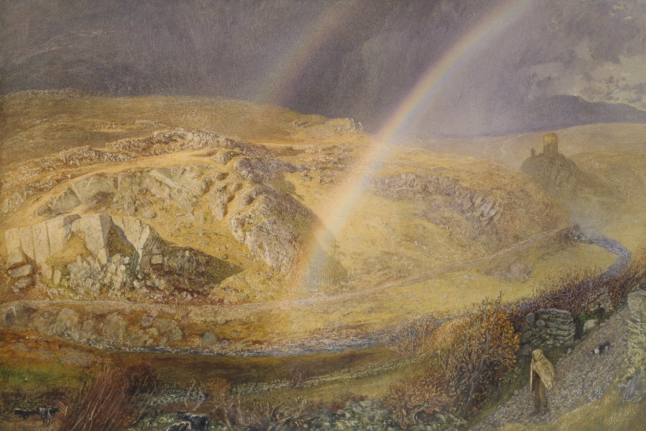 Novemberi szivárvány, Dolwyddelan Valley, 1866. november 11., 13 óra. 1866, 1866 (akvarell papíron) alkotó: Alfred William Hunt