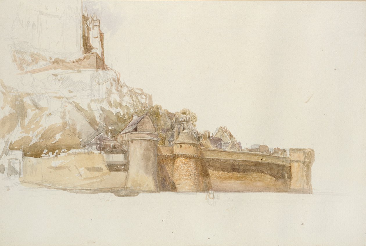 Mont St Michel: A falak és bástyák, 1876 alkotó: Alfred William Hunt