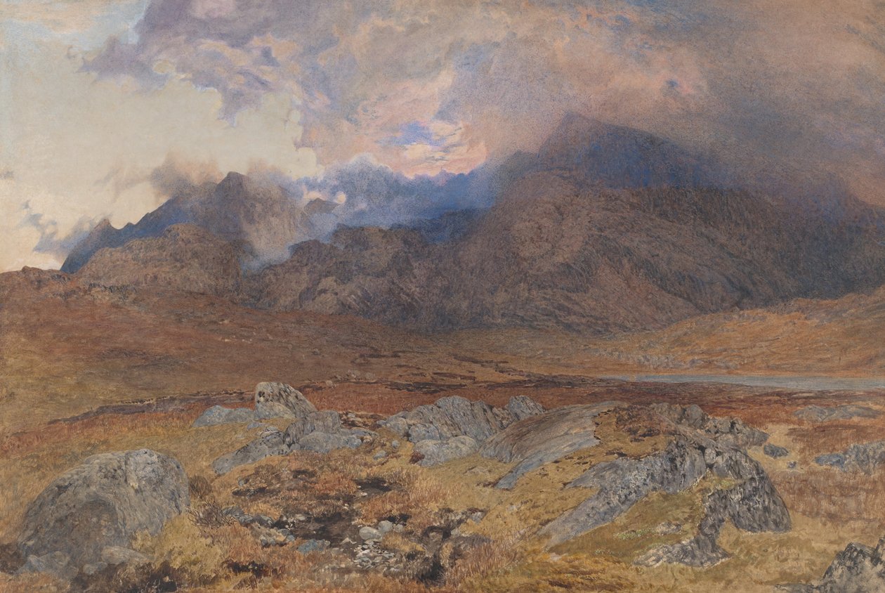Snowdon, egy áprilisi jégeső után [vagy Snowdon a derült felhőkön keresztül], kb. 1857. alkotó: Alfred William Hunt