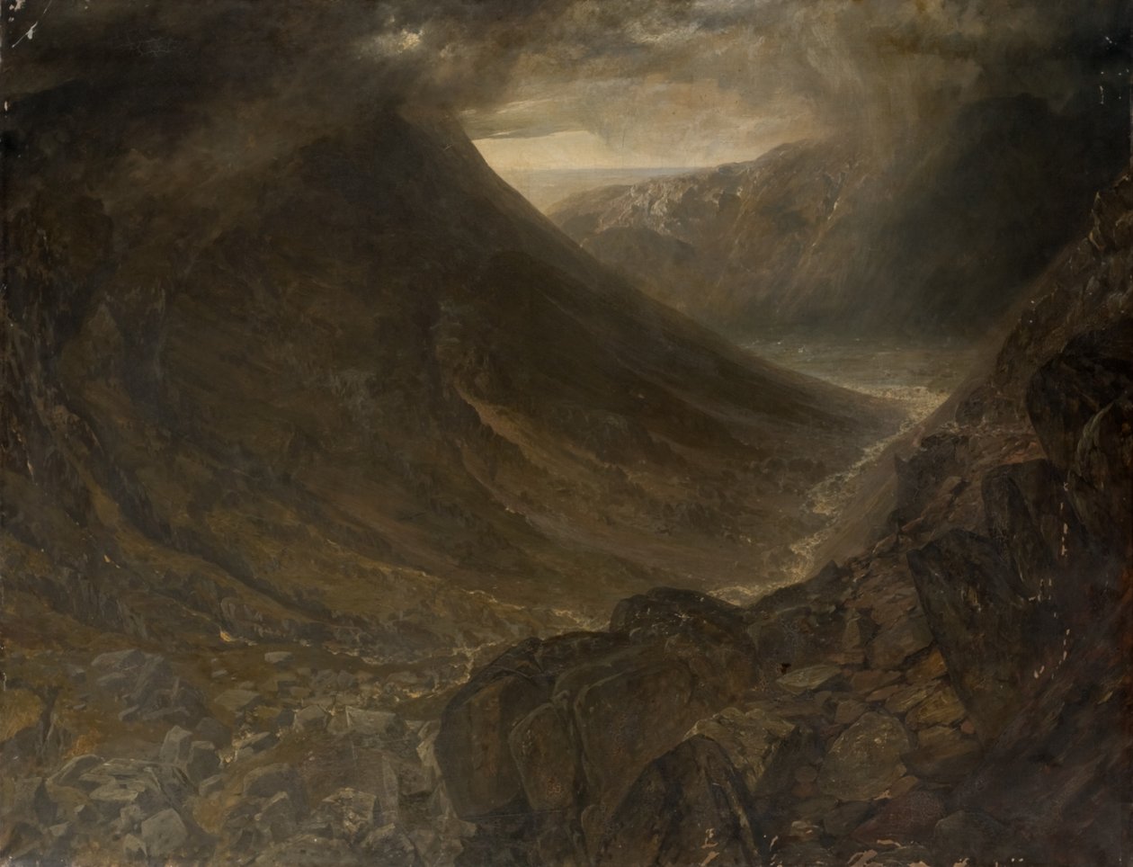 Wasdale Head a Styhead Pass-ról, Cumbria, 1854 körül alkotó: Alfred William Hunt