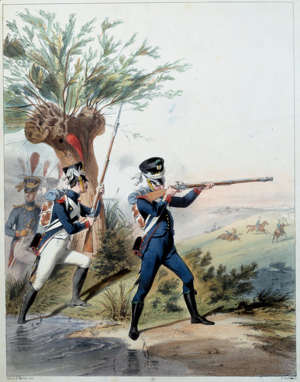 Napóleoni Hadsereg: Birodalmi Gárda. Alfred De Marbot metszete (XIX. század) 1809. Malmaison, Vármúzeum. alkotó: Alfred de (after) Marbot