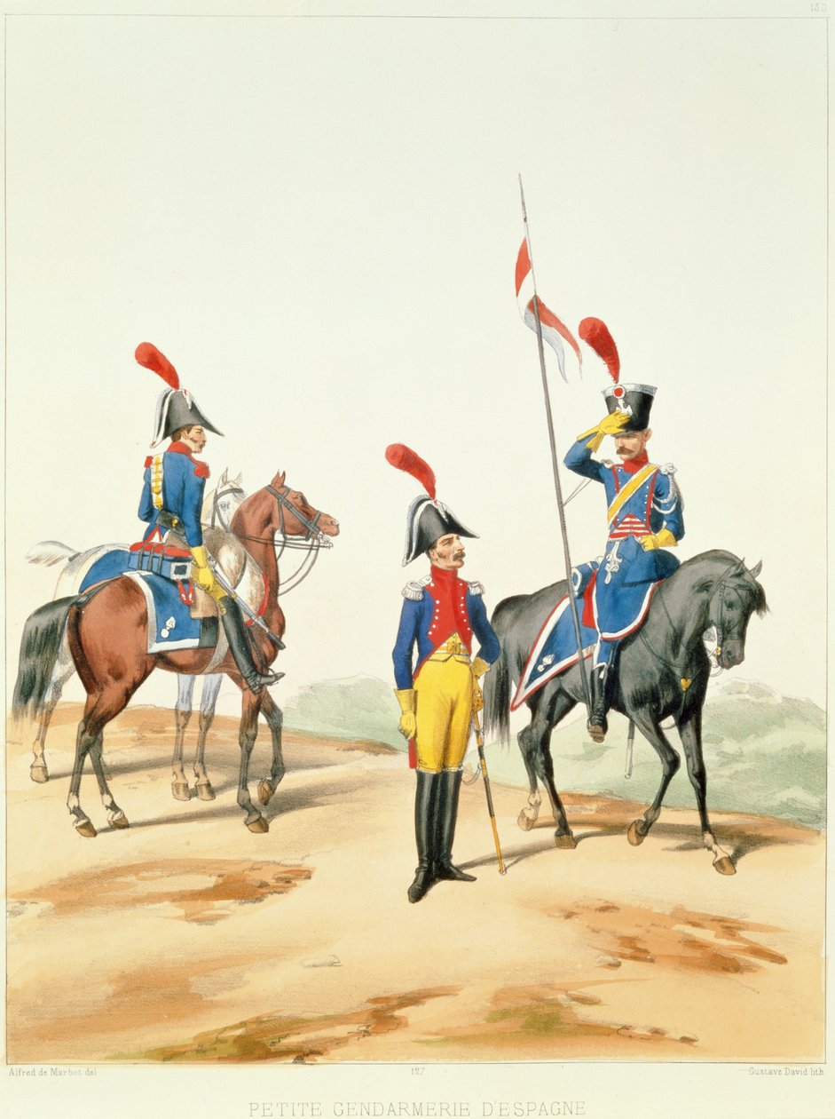 Francia csapatok, vésette Gustave David (1824-91) 1810 alkotó: Alfred de after Marbot