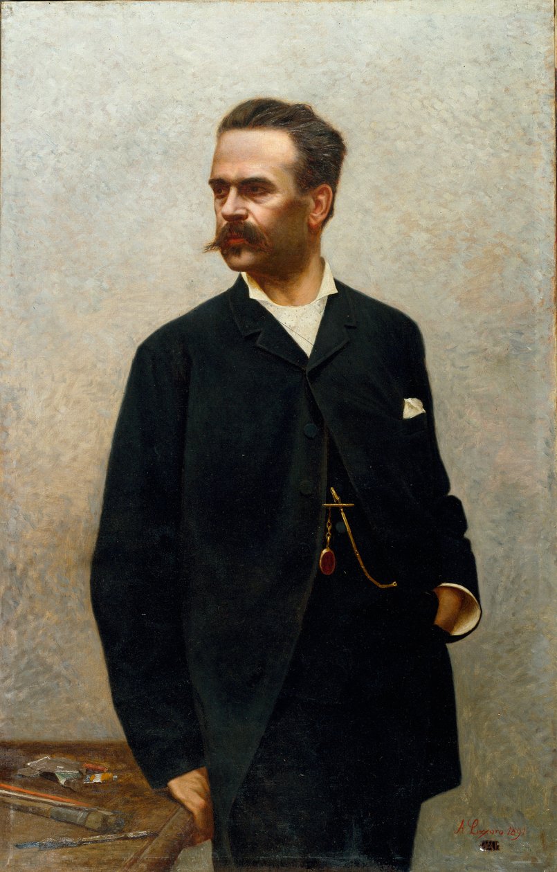 Niccolo Barabino festő portréja (1832-1897) Alfredo Luxoro (sz. 1859-1918) festménye 19. század V. 124x80 cm-es gének Nervi, Modern Művészeti Galéria, bev. 0996 alkotó: Alfredo Luxoro